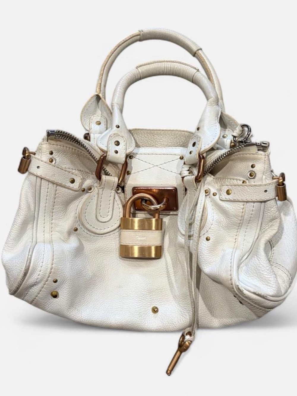 Authentic vintage white Chloé paddington bag